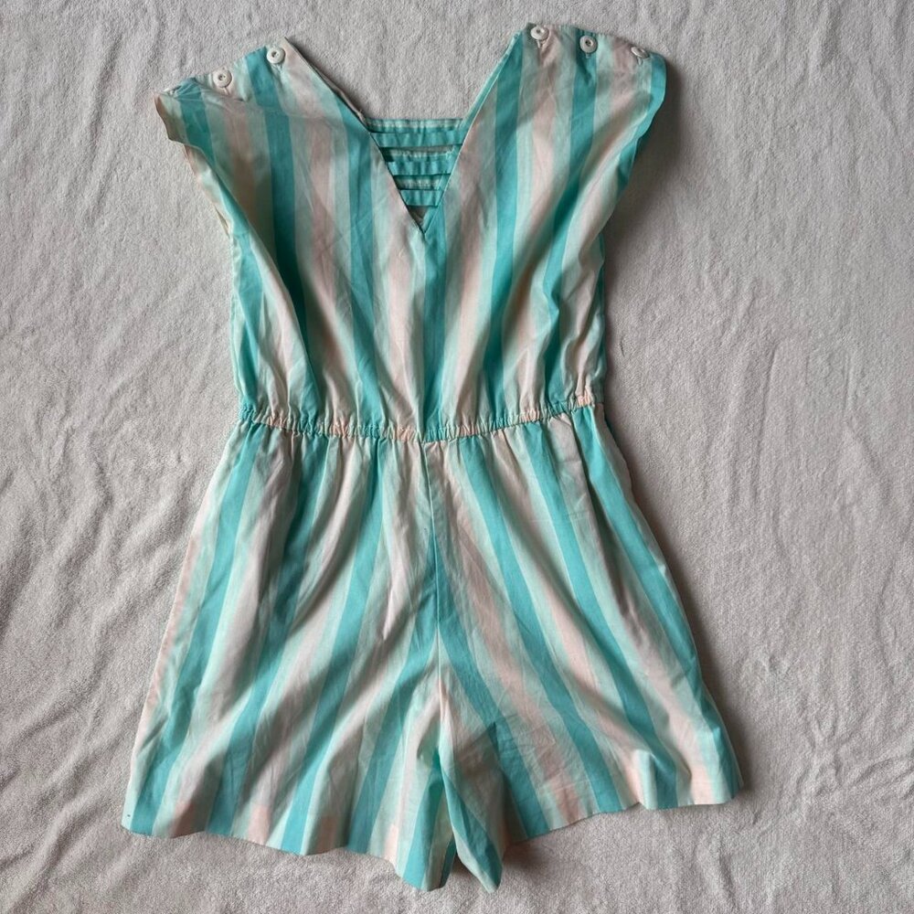vintage handmade blue and white striped romper
